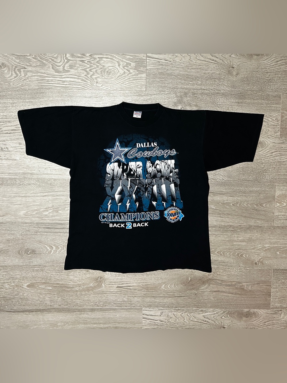 1993 Dallas Cowboys Vintage NFL Football Back To Back Champions Graphic T-Shirt